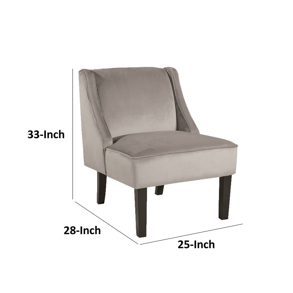 Hellen Accent Chair Taupe Gray Polyester Soft Cushions Black Wood Legs By Casagear Home BM318946