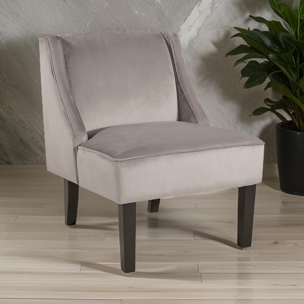 Hellen Accent Chair Taupe Gray Polyester Soft Cushions Black Wood Legs By Casagear Home BM318946