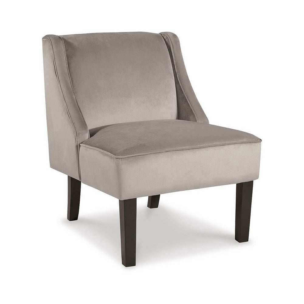 Hellen Accent Chair, Taupe Gray Polyester, Soft Cushions, Black Wood Legs By Casagear Home