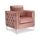 Monica Accent Chair, Blush Pink Polyester, Deep Button Tufting, Metal Legs By Casagear Home