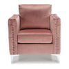 Monica Accent Chair Blush Pink Polyester Deep Button Tufting Metal Legs By Casagear Home BM318947