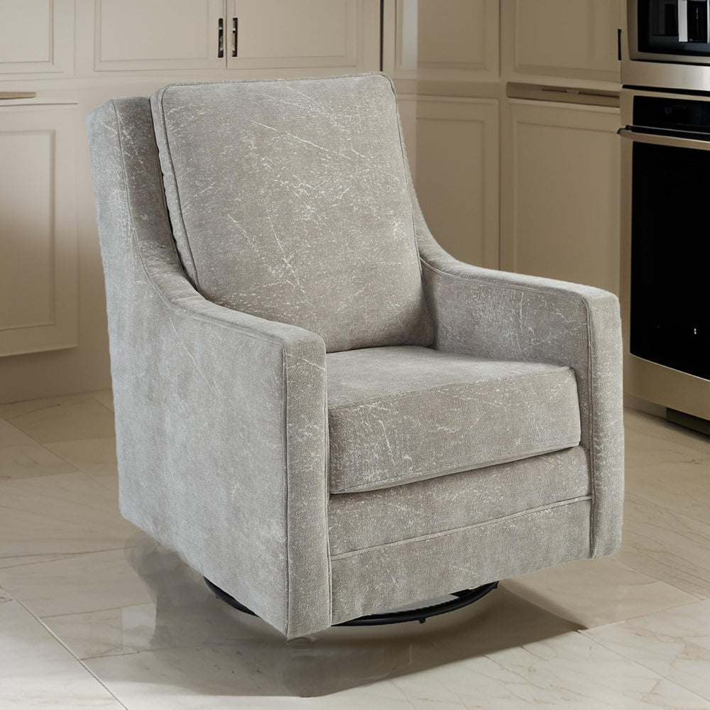 Kria Swivel Glider Accent Chair Metal Modern Plush Light Gray Polyester By Casagear Home BM318948