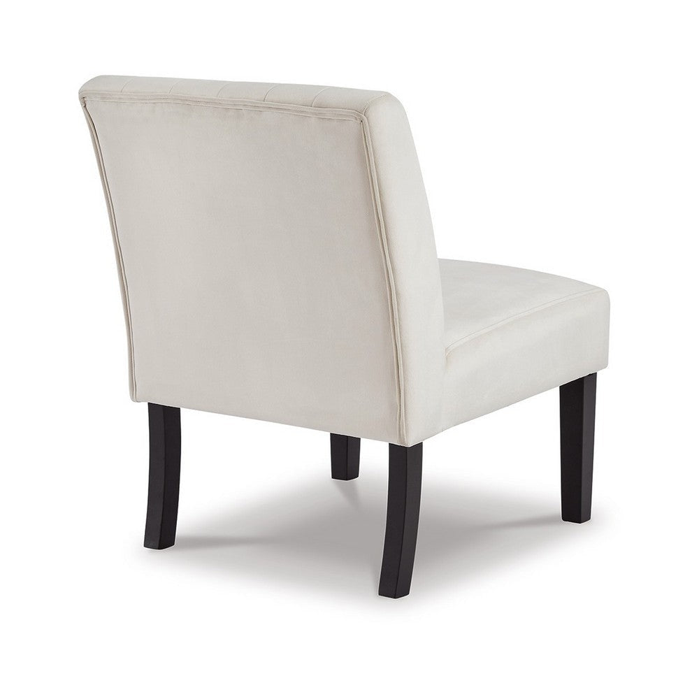 Victor Accent Chair Channel Stitch Light Beige Polyester Black Wood Legs By Casagear Home BM318950