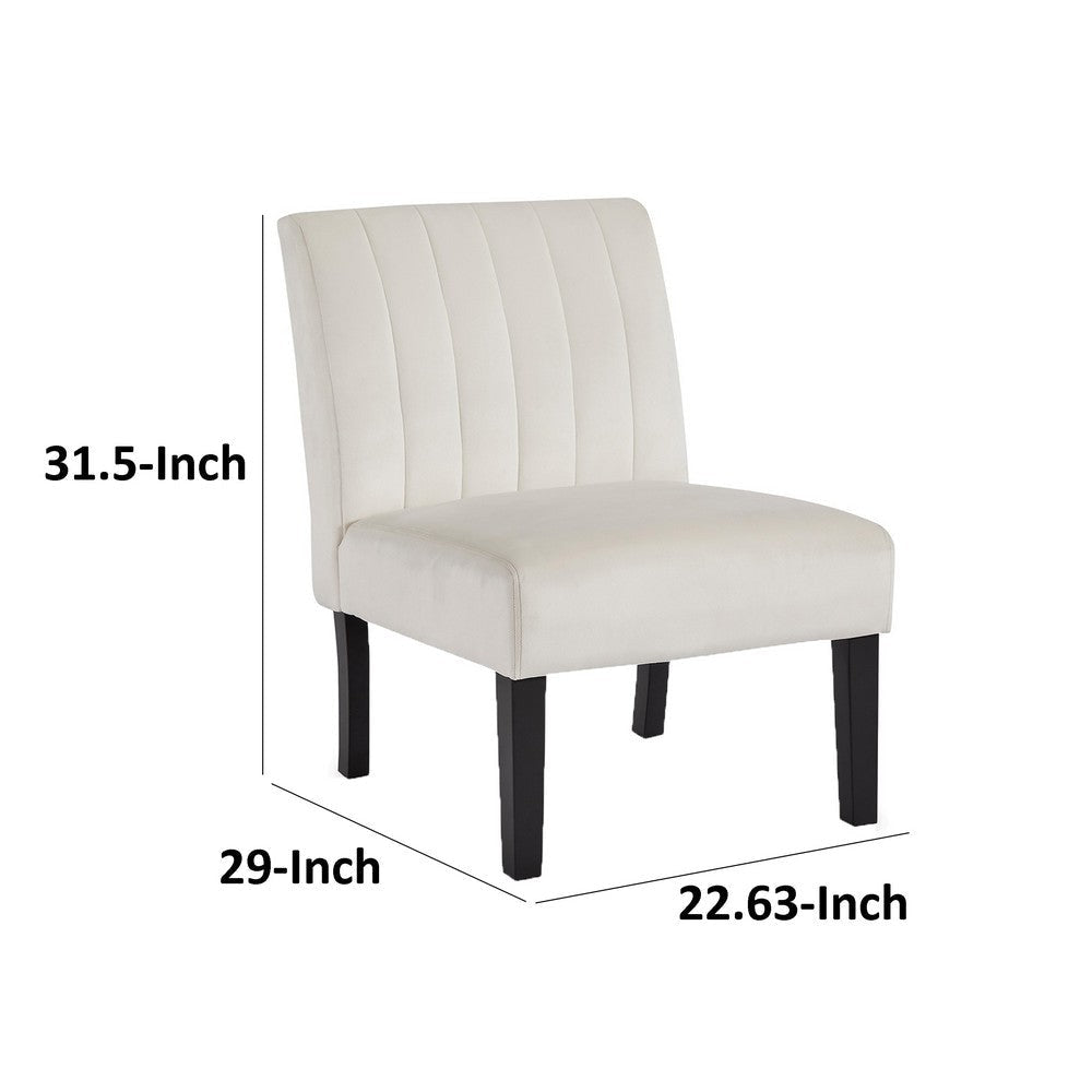 Victor Accent Chair Channel Stitch Light Beige Polyester Black Wood Legs By Casagear Home BM318950