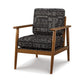 Kevin Accent Chair Charcoal Gray Polyester White Print Brown Wood By Casagear Home BM318951