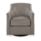 Leena Swivel Accent Chair Plush Gray Genuine and Faux Leather Black Metal By Casagear Home BM318956