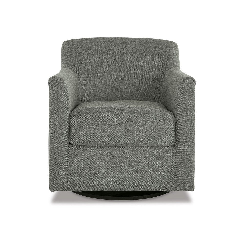 Leena Swivel Accent Chair Gray Polyester Shelter Style Arms Black Wood By Casagear Home BM318957