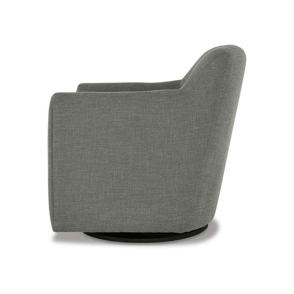 Leena Swivel Accent Chair Gray Polyester Shelter Style Arms Black Wood By Casagear Home BM318957