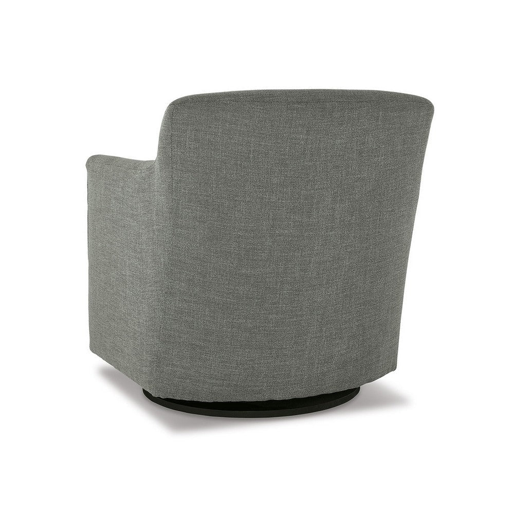 Leena Swivel Accent Chair Gray Polyester Shelter Style Arms Black Wood By Casagear Home BM318957