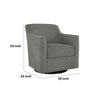 Leena Swivel Accent Chair Gray Polyester Shelter Style Arms Black Wood By Casagear Home BM318957