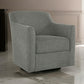 Leena Swivel Accent Chair Gray Polyester Shelter Style Arms Black Wood By Casagear Home BM318957