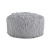 Lacey Oversized Accent Ottoman, Light Gray Faux Fur, Soft Cushion, 39 Inch By Casagear Home