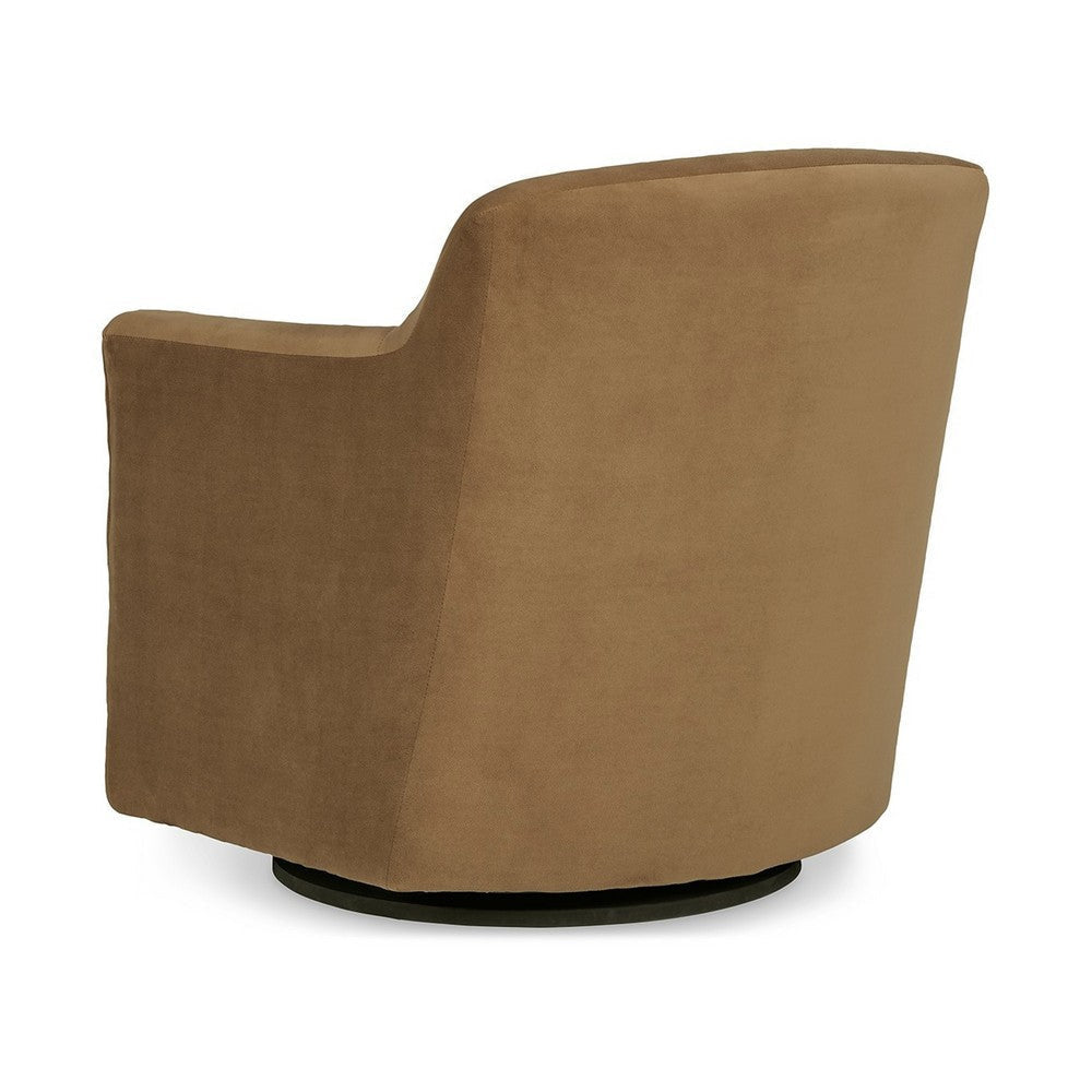 Leena Swivel Accent Chair Brown Velvet Shelter Style Arms Black Wood By Casagear Home BM318964