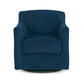 Leena Swivel Accent Chair Blue Velvet Shelter Style Arms Black Wood By Casagear Home BM318965