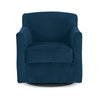 Leena Swivel Accent Chair Blue Velvet Shelter Style Arms Black Wood By Casagear Home BM318965