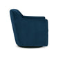 Leena Swivel Accent Chair Blue Velvet Shelter Style Arms Black Wood By Casagear Home BM318965