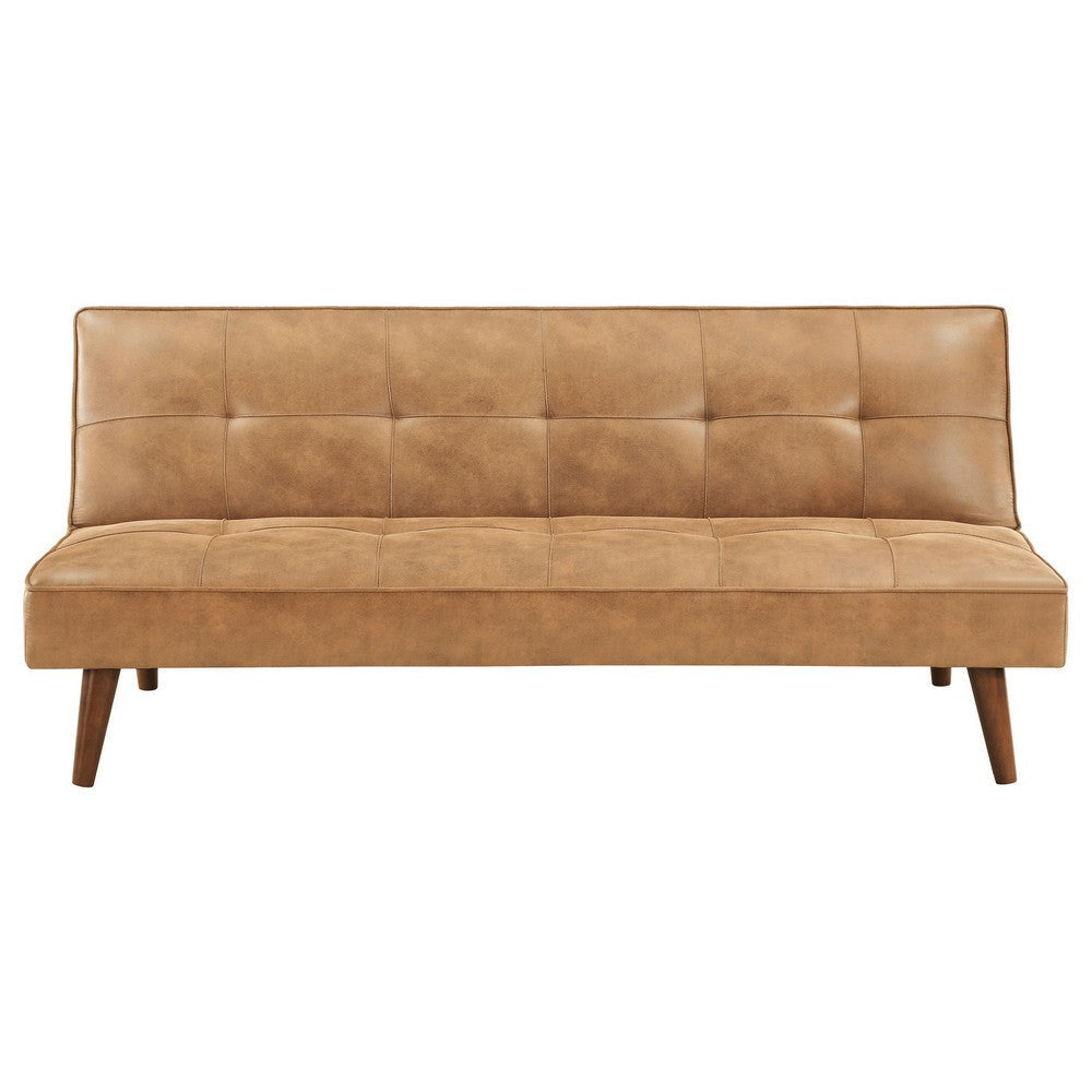 Sena Futon Convertible Sofa Bed Sleeper Couch Light Brown Faux Leather By Casagear Home BM318970