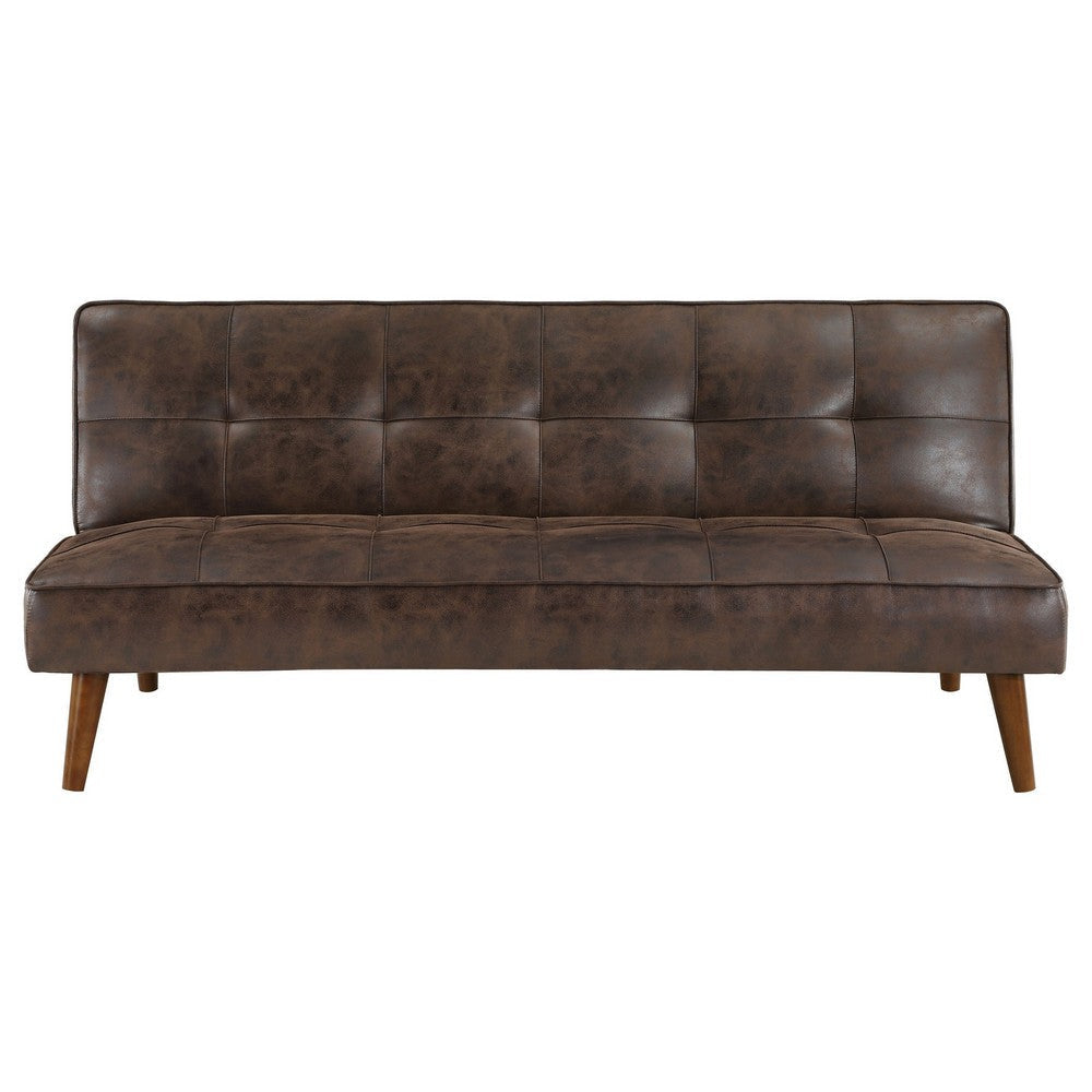 Sena Futon Convertible Sofa Bed Sleeper Couch Dark Brown Faux Leather By Casagear Home BM318971