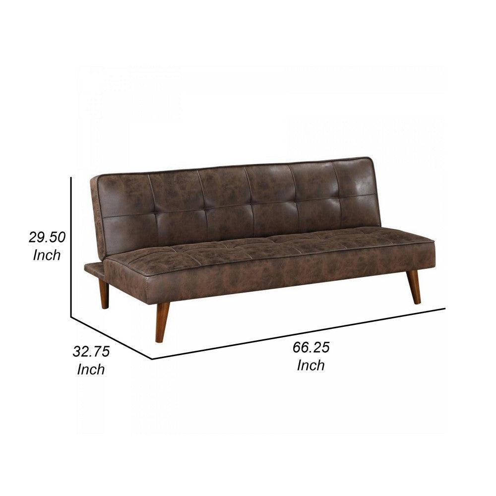 Sena Futon Convertible Sofa Bed Sleeper Couch Dark Brown Faux Leather By Casagear Home BM318971