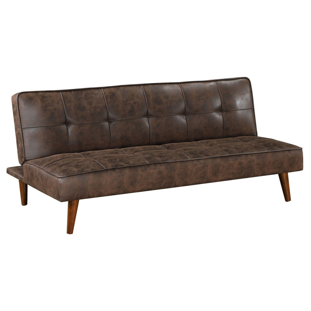 Sena Futon Convertible Sofa Bed Sleeper Couch, Dark Brown Faux Leather By Casagear Home