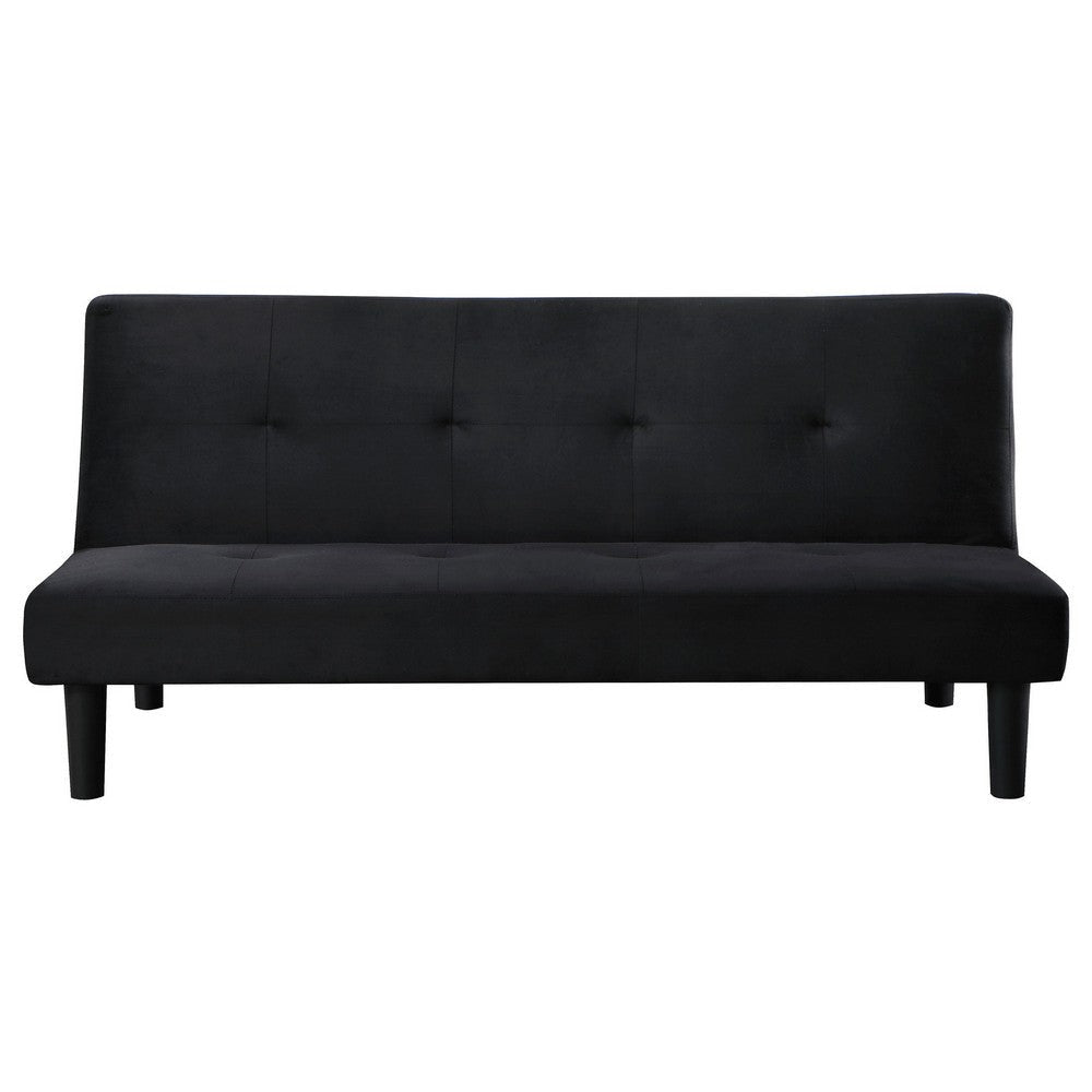 Fordy Futon Convertible Sofa Bed Sleeper Couch Black Fabric Foam 65 Inch By Casagear Home BM318972