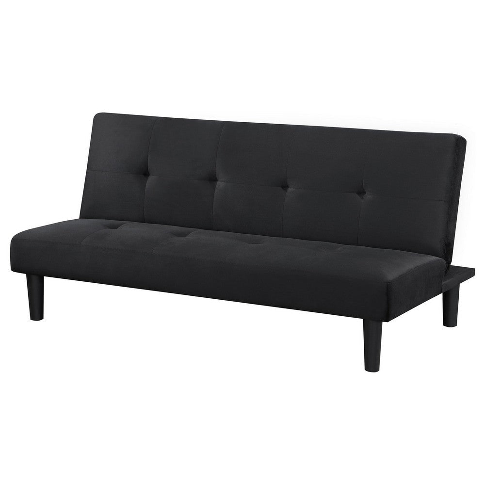 Fordy Futon Convertible Sofa Bed Sleeper Couch Black Fabric Foam 65 Inch By Casagear Home BM318972