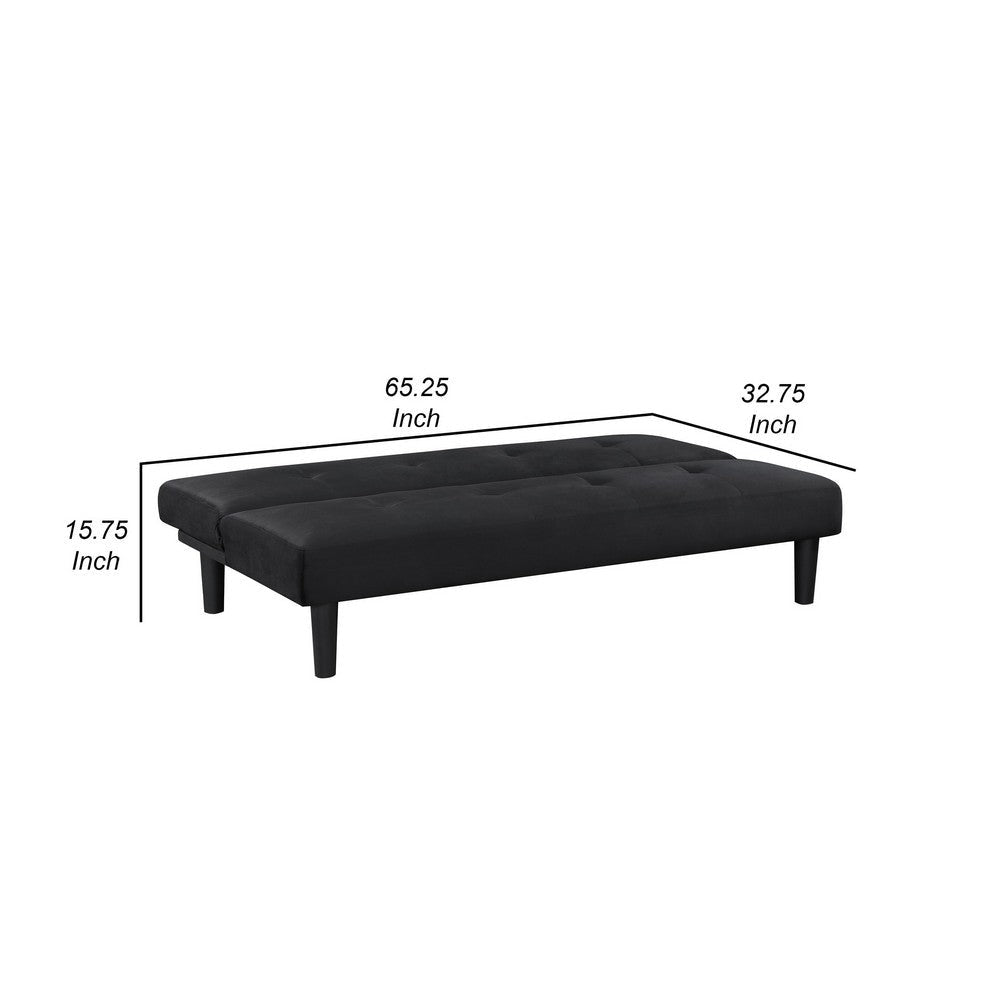 Fordy Futon Convertible Sofa Bed Sleeper Couch Black Fabric Foam 65 Inch By Casagear Home BM318972