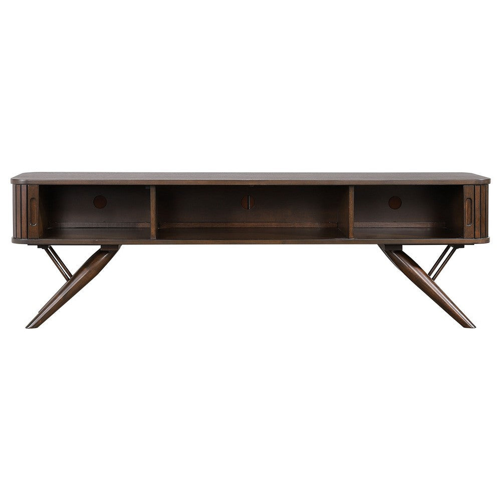 Simi TV Media Entertainment Console Rectangular 71 Inch Walnut Brown Wood By Casagear Home BM318973