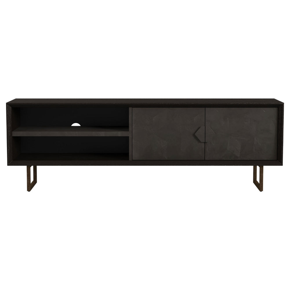 Marcel TV Media Entertainment Console 2 Doors Charcoal Black 70 Inch By Casagear Home BM318975