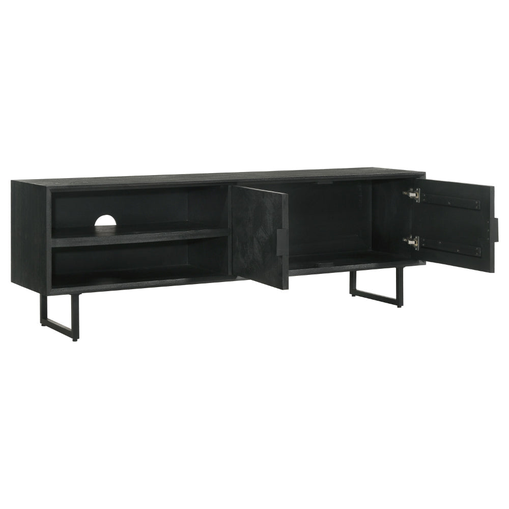 Marcel TV Media Entertainment Console 2 Doors Charcoal Black 70 Inch By Casagear Home BM318975