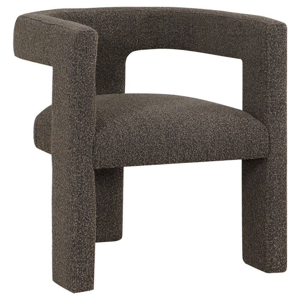 Hellen Accent Side Chair, Fully Upholstered Chocolate Brown Boucle Fabric By Casagear Home