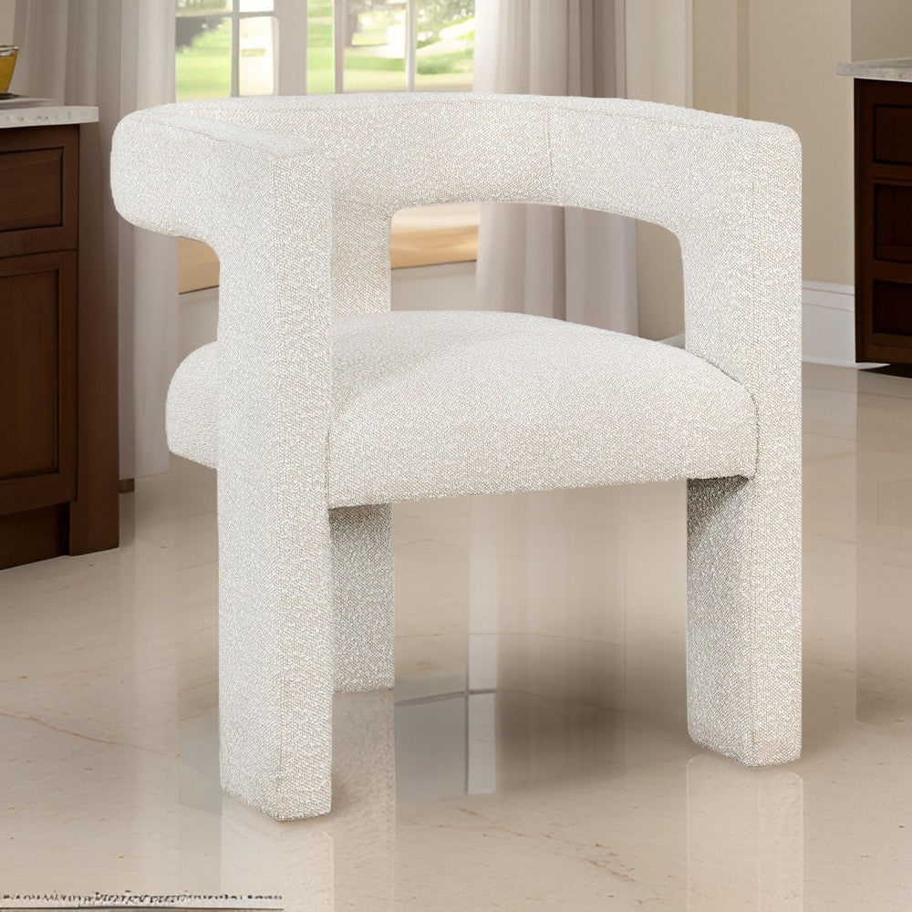 Hellen Accent Side Chair Fully Upholstered in Soft White Boucle Fabric By Casagear Home BM318985