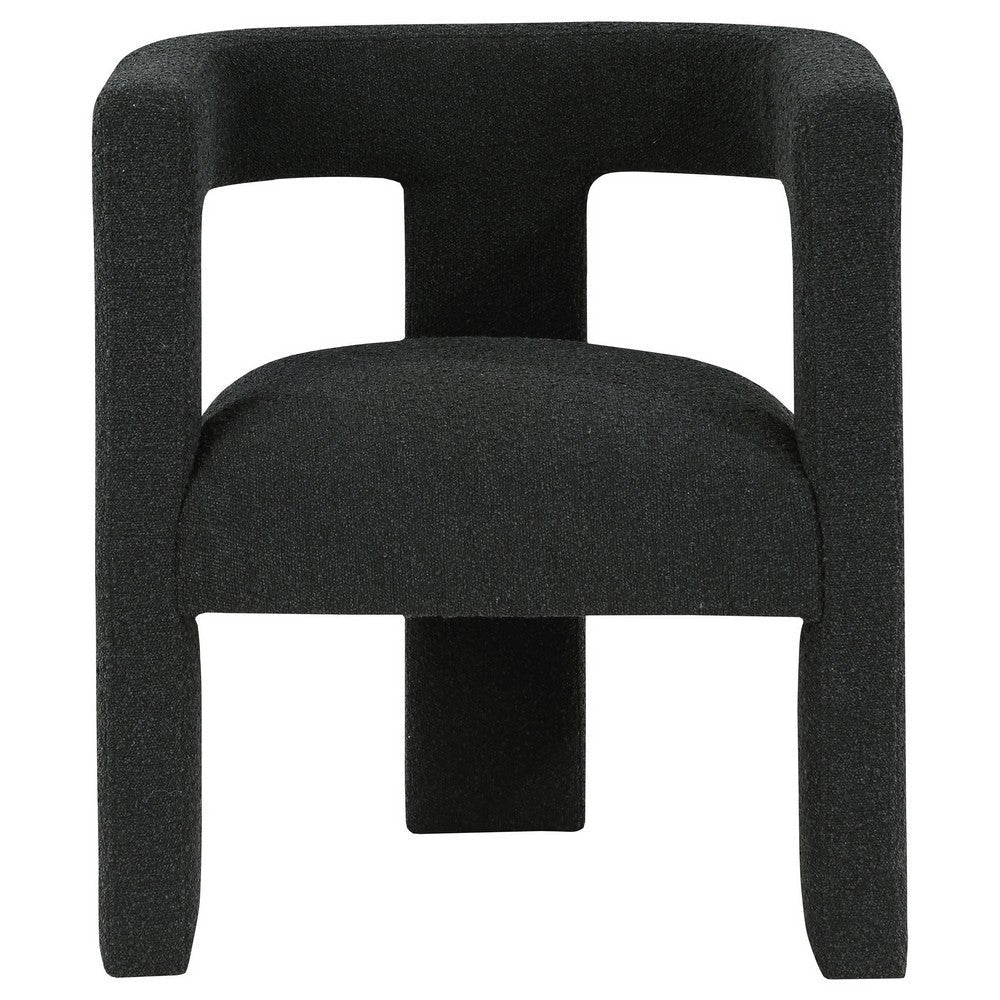 Hellen Accent Side Chair Fully Upholstered in Black Boucle Foam Cushion By Casagear Home BM318986