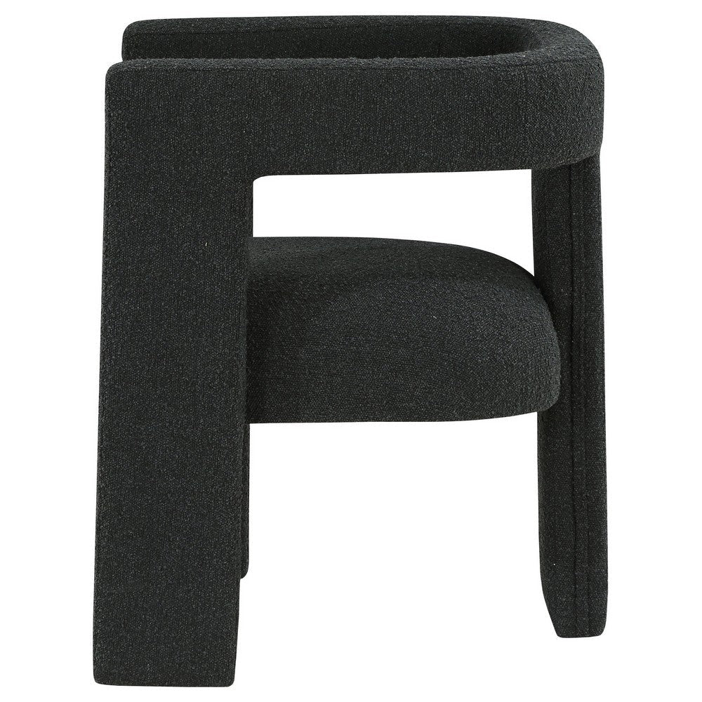 Hellen Accent Side Chair Fully Upholstered in Black Boucle Foam Cushion By Casagear Home BM318986