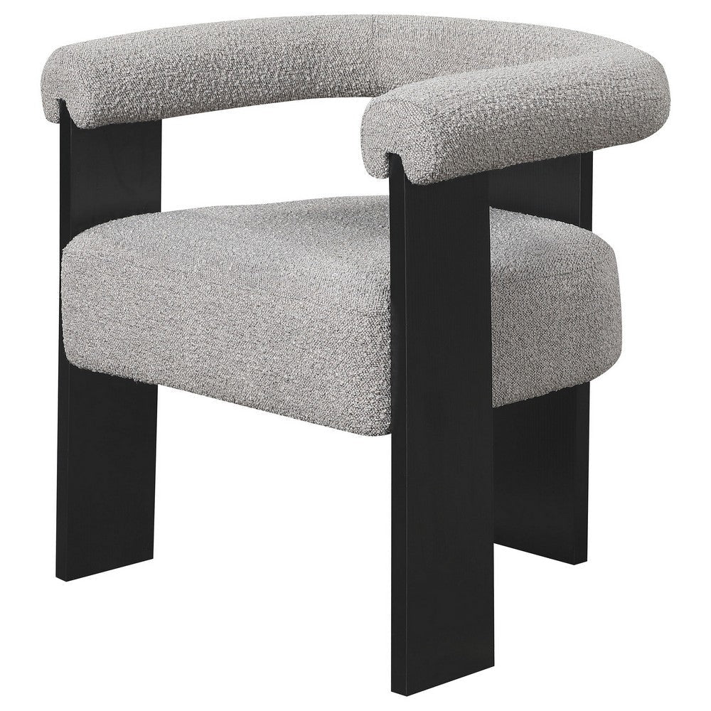 Cara Accent Chair Curve Back Gray Boucle Fabric with Black Wood Legs By Casagear Home BM318989