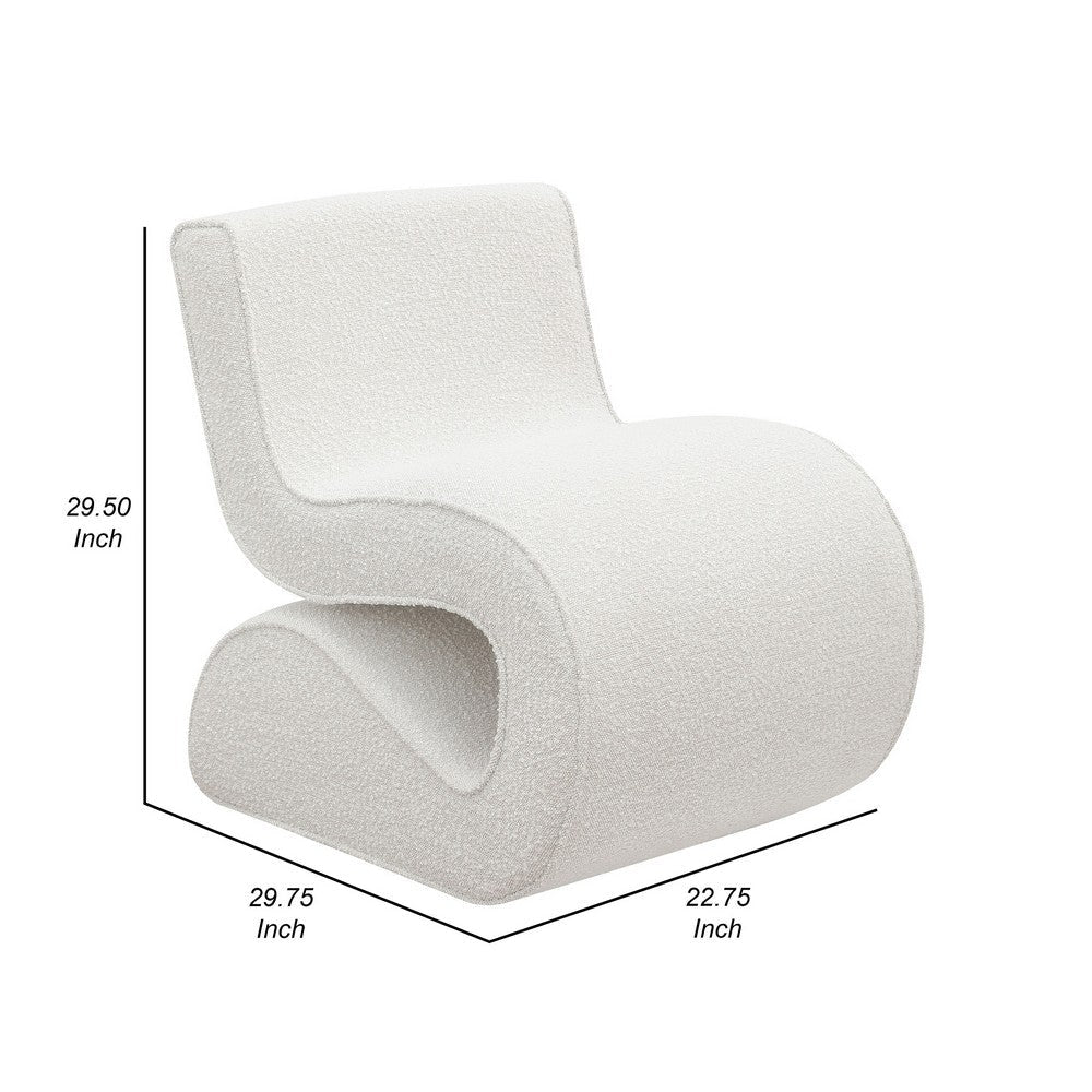 Zea Unique Accent Chair Modern Curved White Boucle Upholstery Metal By Casagear Home BM318990