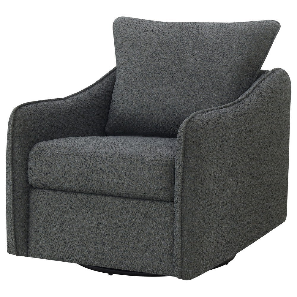 Adia Swivel Glider Chair Gray Boucle Upholstery Cushioned Curved Arms By Casagear Home BM318994