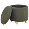 Aia 18 Inch Storage Ottoman Green Faux Sheepskin Round Rubberwood Feet By Casagear Home BM318996