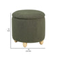 Aia 18 Inch Storage Ottoman Green Faux Sheepskin Round Rubberwood Feet By Casagear Home BM318996