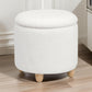 Aia 18 Inch Storage Ottoman White Faux Sheepskin Round Rubberwood Feet By Casagear Home BM318997