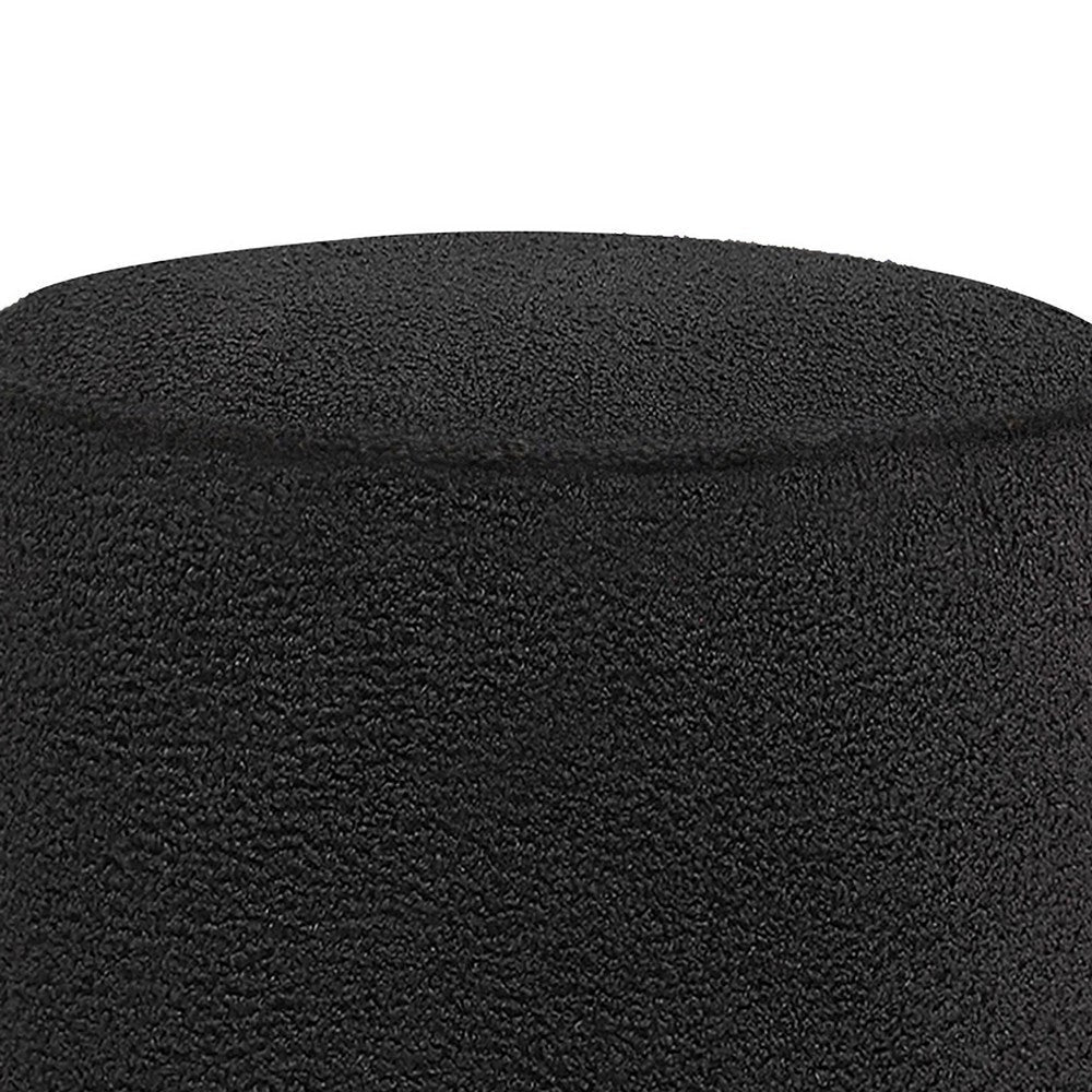 Zia 19 Inch Ottoman Black Faux Sheepskin Upholstery Round Platform Base By Casagear Home BM318998