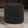 Zia 19 Inch Ottoman Black Faux Sheepskin Upholstery Round Platform Base By Casagear Home BM318998