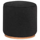 Zia 19 Inch Ottoman, Black Faux Sheepskin Upholstery, Round Platform Base By Casagear Home