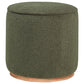 Zia 19 Inch Ottoman, Green Faux Sheepskin Upholstery, Round Platform Base By Casagear Home