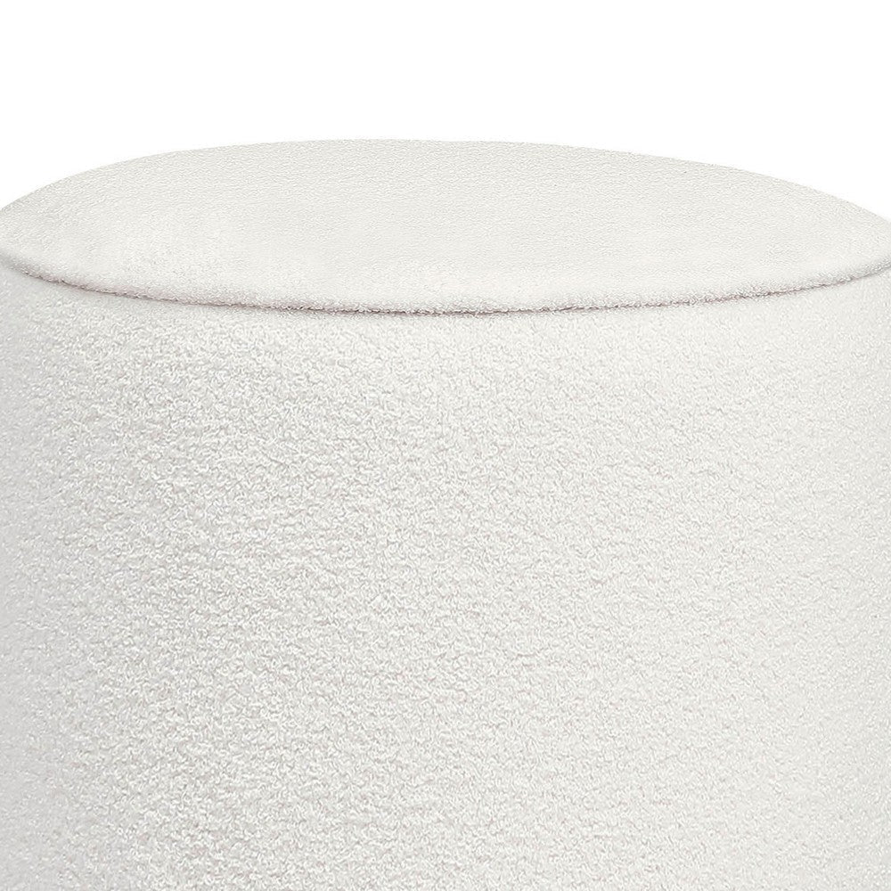 Zia 19 Inch Ottoman White Faux Sheepskin Upholstery Round Platform Base By Casagear Home BM319000