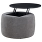 Soi 30 Inch Storage Ottoman table Black Round Top Lift Gray Chenille By Casagear Home BM319001