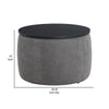 Soi 30 Inch Storage Ottoman table Black Round Top Lift Gray Chenille By Casagear Home BM319001