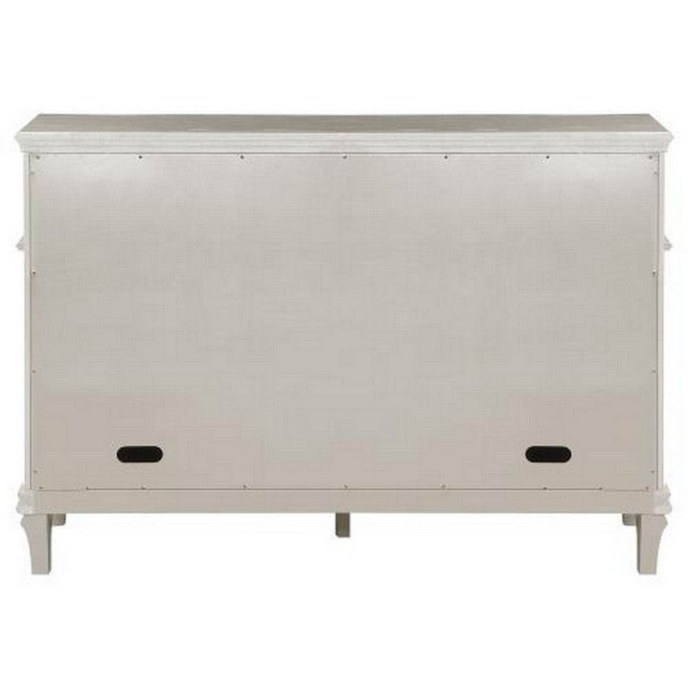 Nive 58 Inch Sideboard Server 4 Drawers Bottle Rack Faux Diamond Silver By Casagear Home BM319002