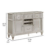 Nive 58 Inch Sideboard Server 4 Drawers Bottle Rack Faux Diamond Silver By Casagear Home BM319002