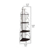 Opya Corner Storage Bookshelf Scrolled Design 4 Tier Shelves Brown Metal By Casagear Home BM319006